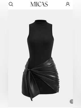 NWT MICAS Tie Front Sleeveless Mini Dress with Faux Leather Wrap- size XS